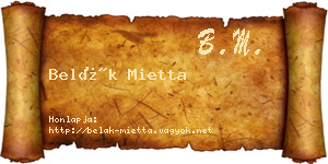 Belák Mietta névjegykártya